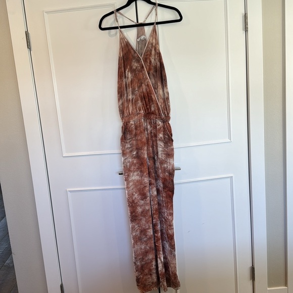 Young Fabulous & Broke Naomi Velvet Pink Tie Dye Wide Leg Junpsuit Size XS - Picture 2 of 16